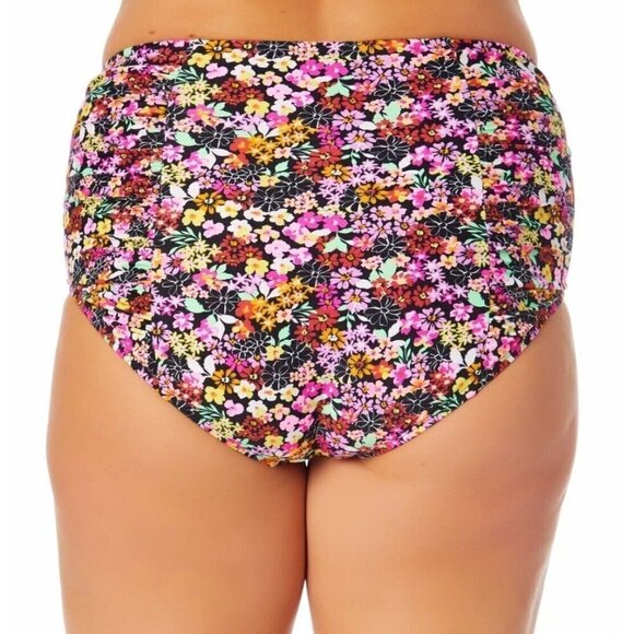CALIFORNIA Waves Trendy Plus Size Ditsy-Print High-Waist Bikini Bottoms. Size 18 - Picture 2 of 6